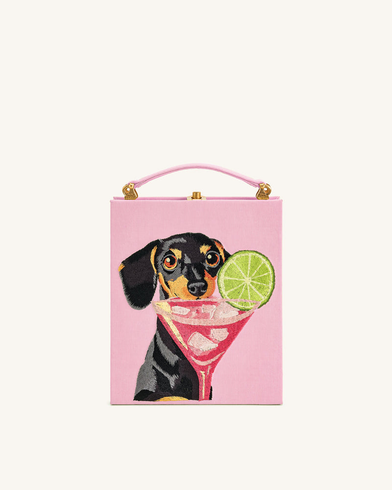 Taya-Puppy Pattern Book Shape Clutch Bag - Pink