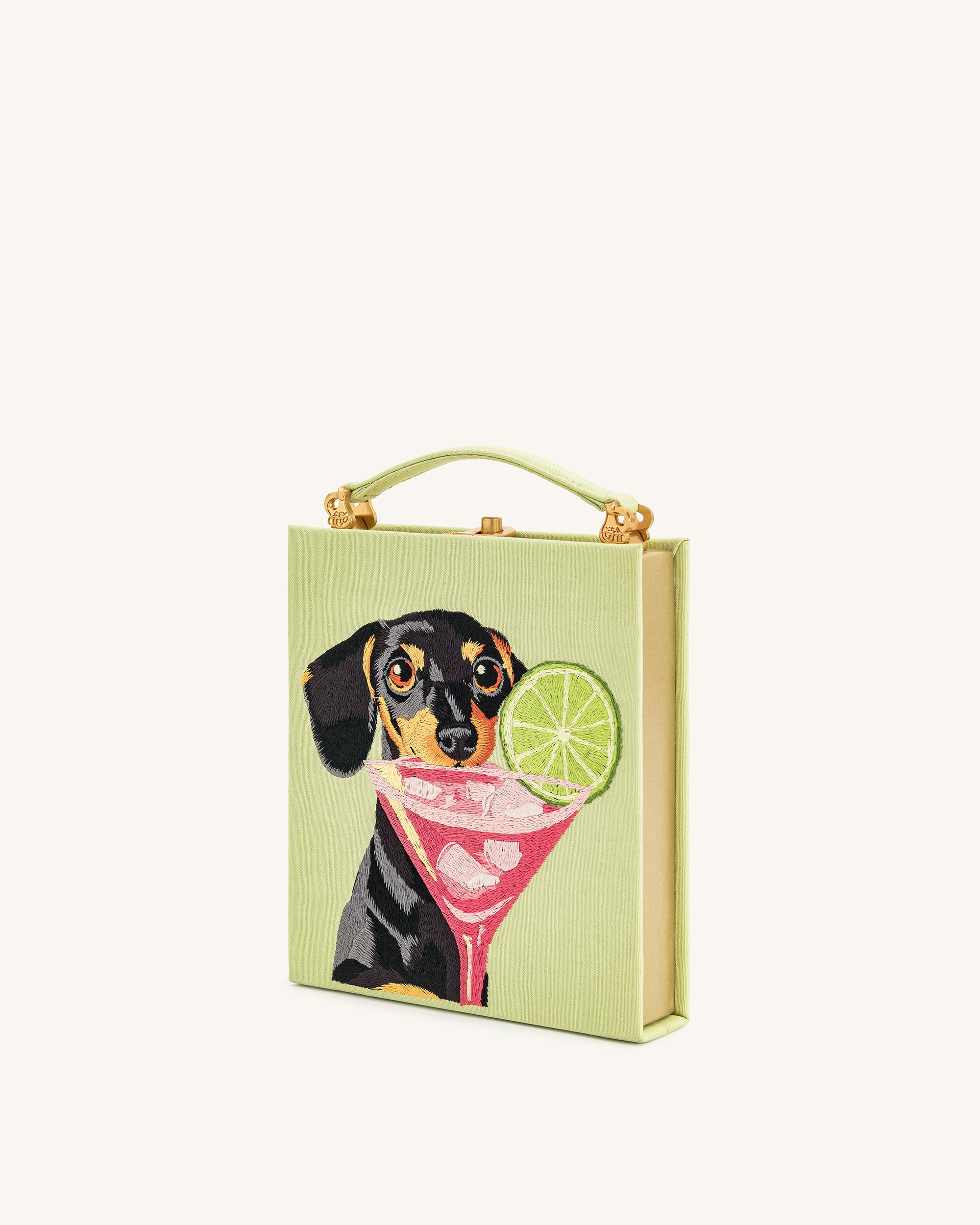 Taya-Puppy Pattern Book Shape Clutch Bag - Light Green | JW PEI