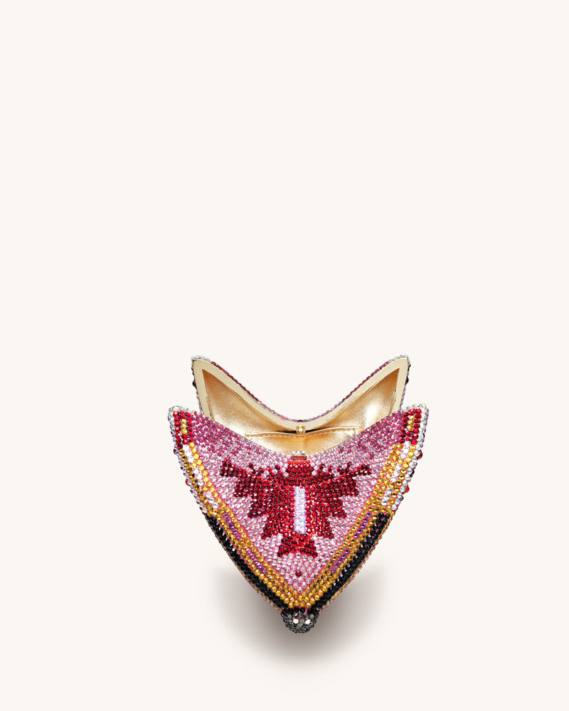Paisley Crystal Butterfly Clutch - Multicolor