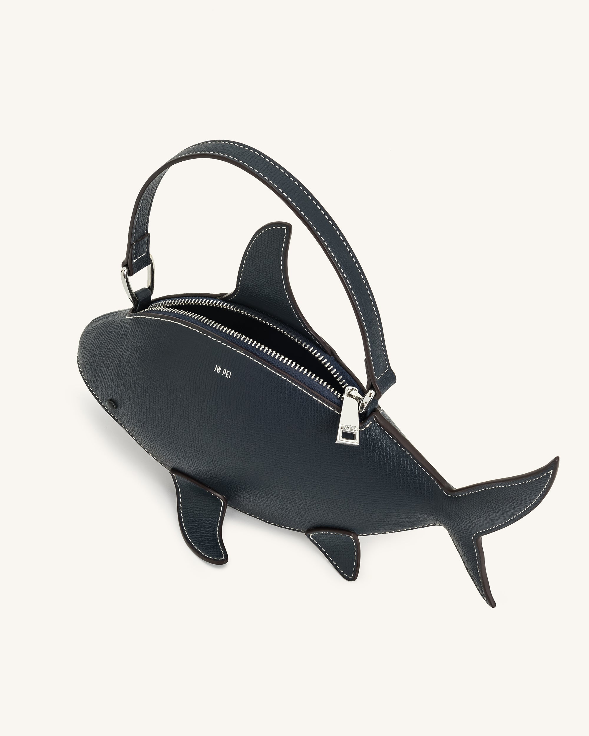 Nerys Shark Look Top Handle Bag - Dark Blue | JW PEI