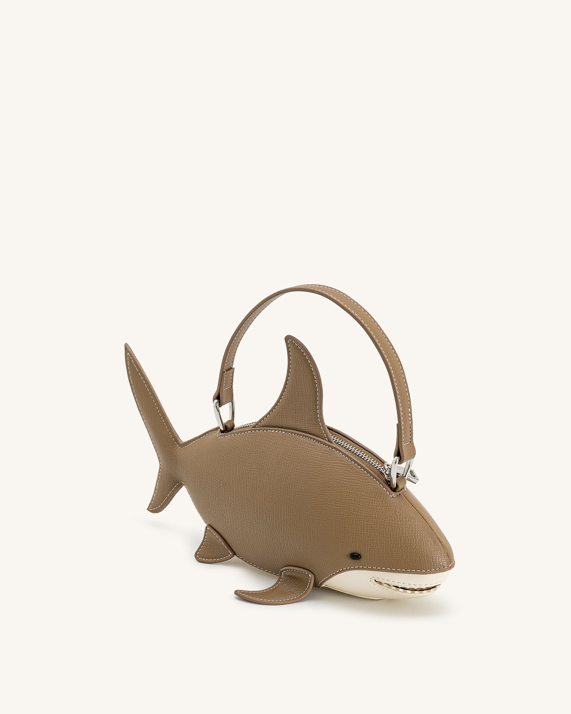 Nerys Shark Look Top Handle Bag - Light Brown | JW PEI