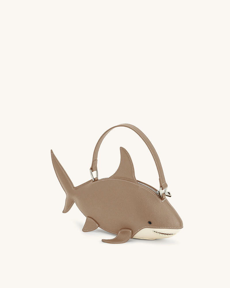 Nerys Shark Look Top Handle Bag - Light Brown