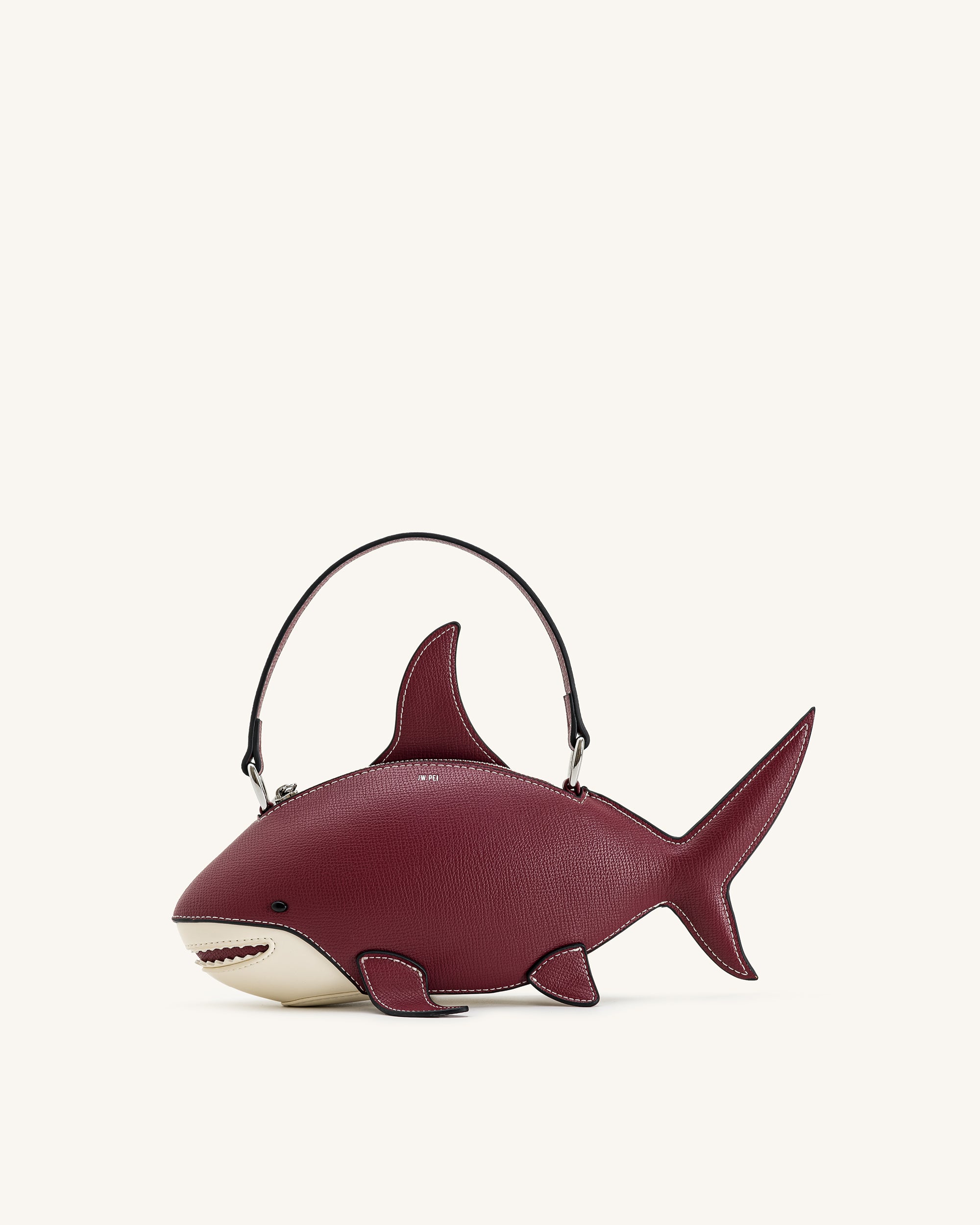 Nerys Shark Look Top Handle Bag - Burgundy | JW PEI