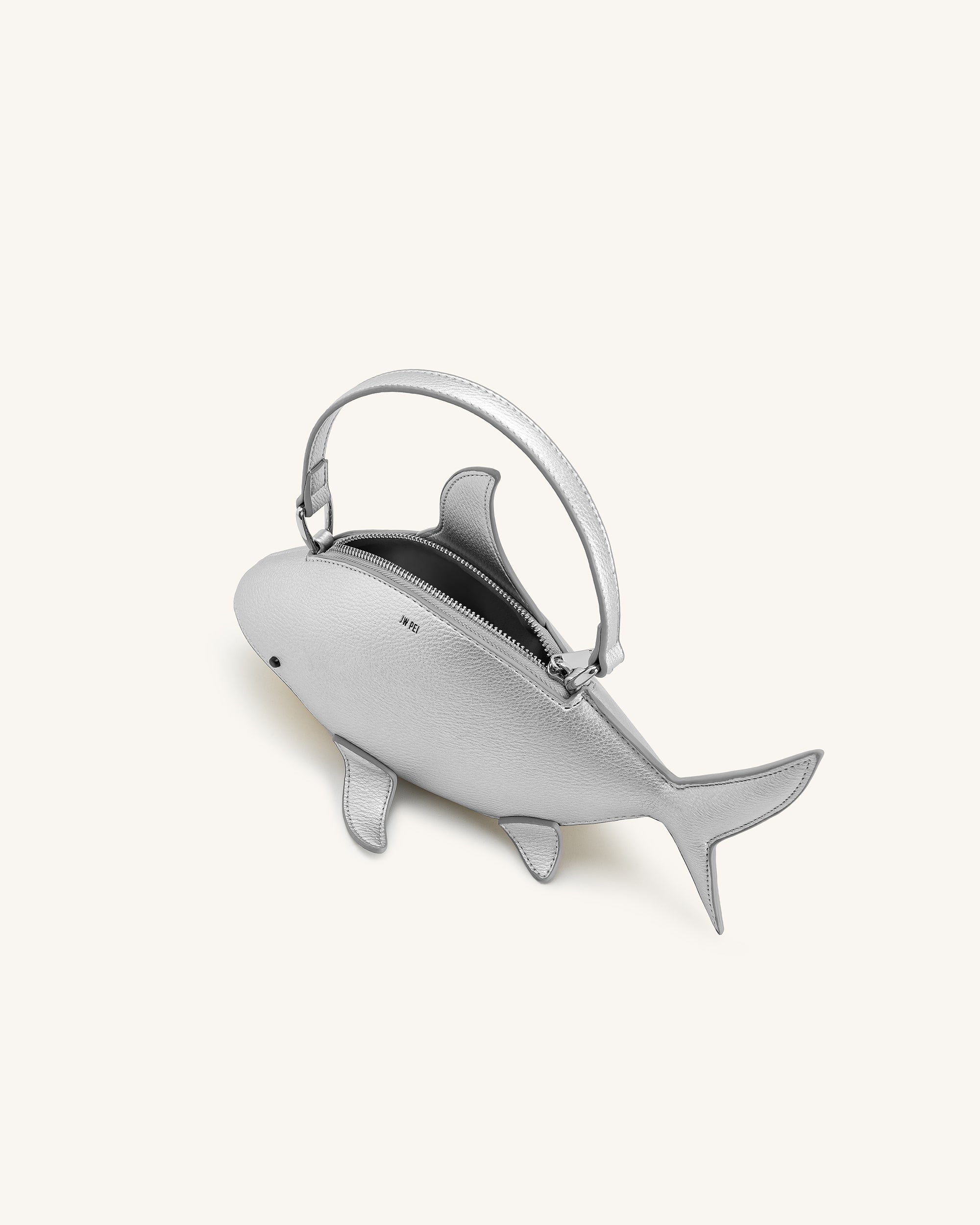 Nerys Shark Look Top Handle Bag - Silver | JW PEI