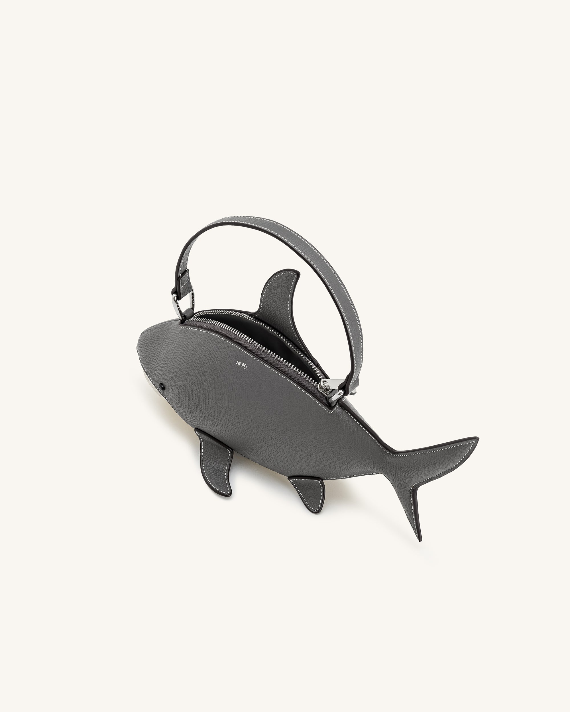 Nerys Shark Look Top Handle Bag - Grey | JW PEI