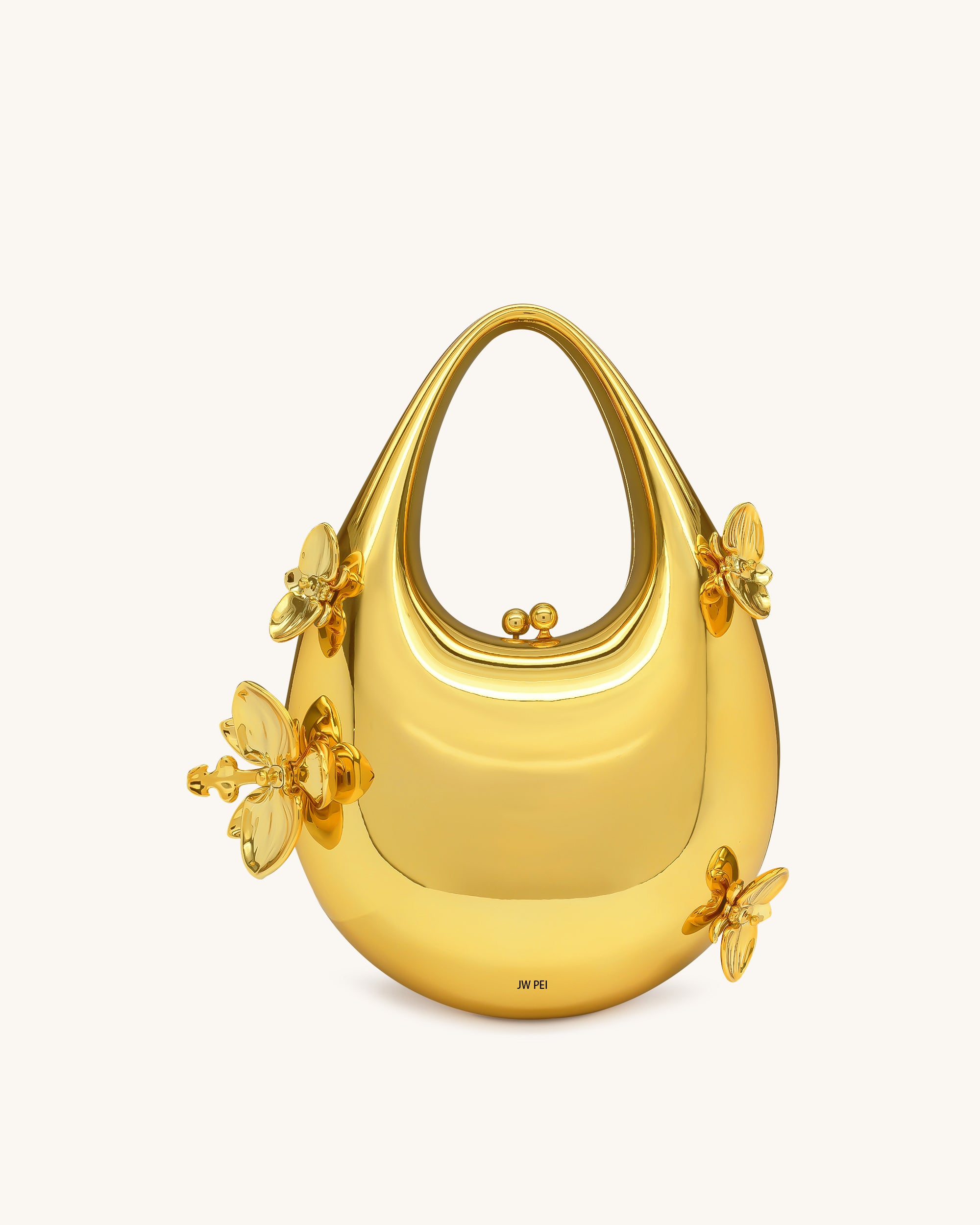 Lydia Floral Embellished Handbag - Gold