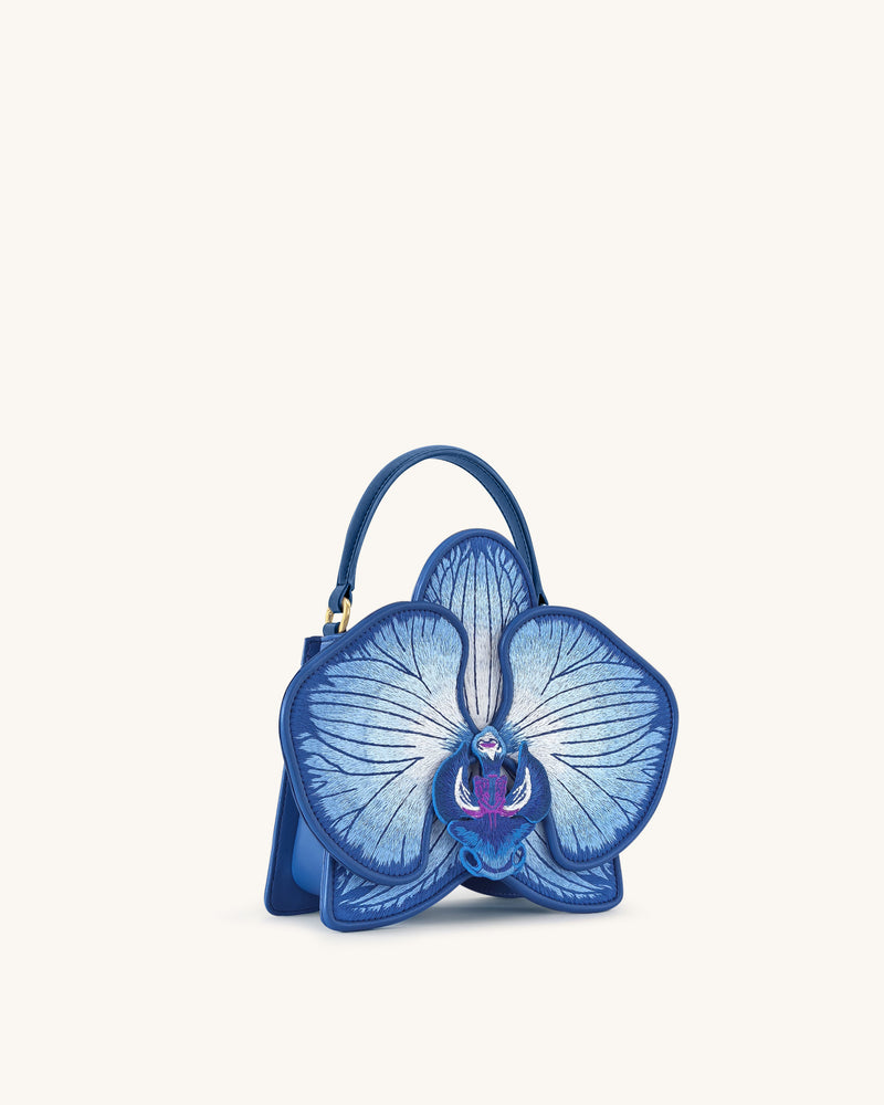 Flora Orchid Shaped Top Hand Bag - Blue