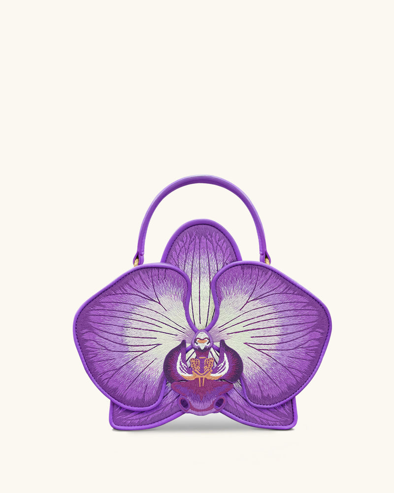 Flora Orchid Shaped Top Hand Bag - Purple