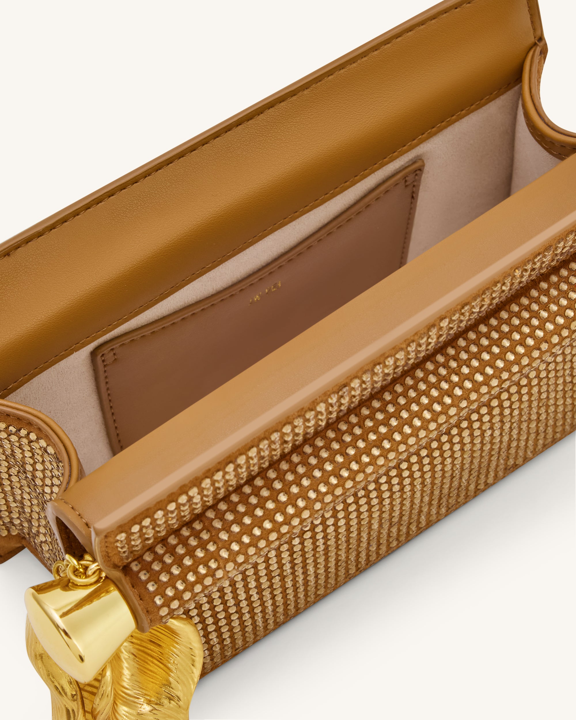 Holly Artificial Crystal Metal Pendant Embellished Clutch - Champagne