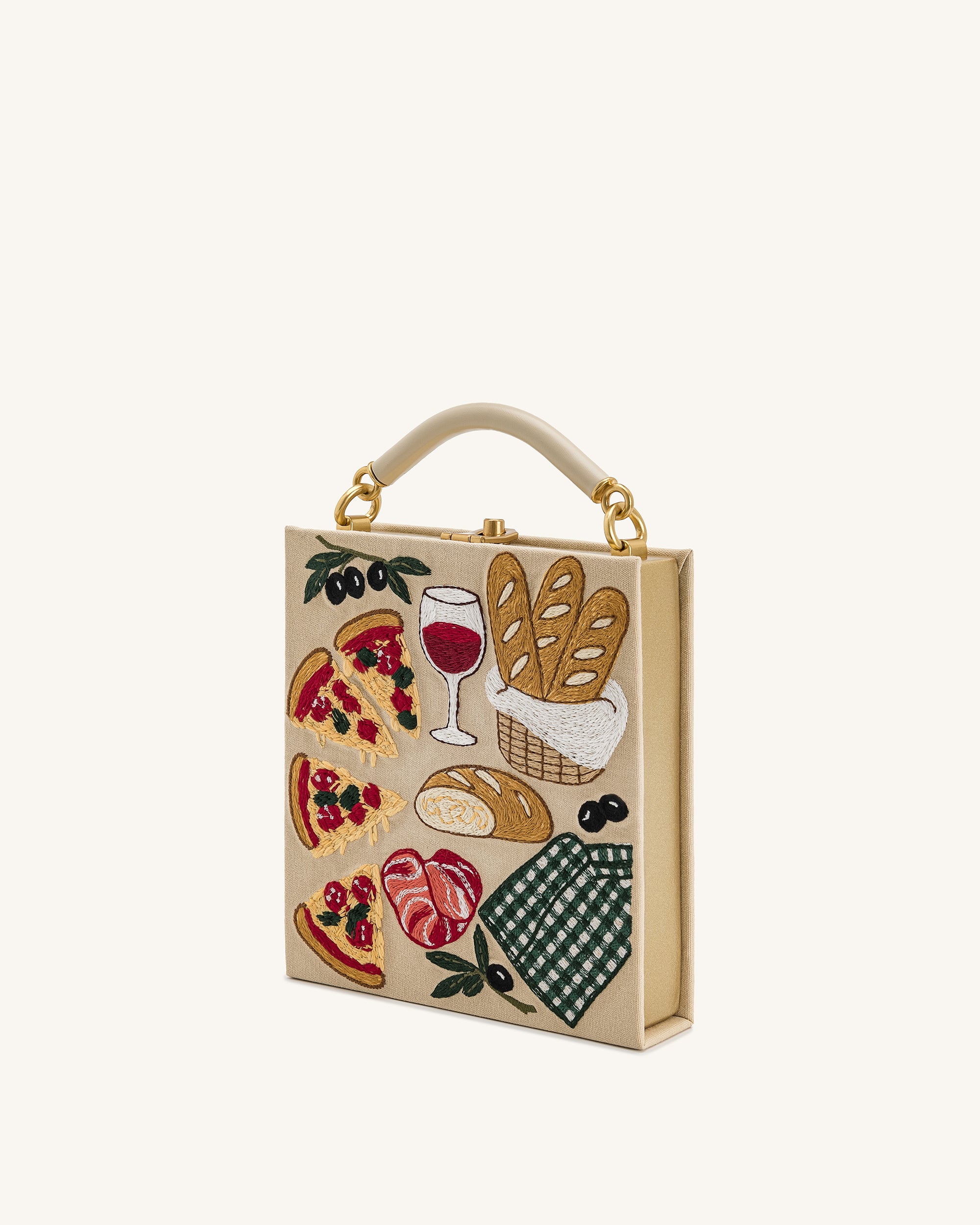 Wallet shoulder bag ポーチ付き／ゴールド金具 Elle Picnic Pattern Book Top Handle Bag - Khaki | JW PEI