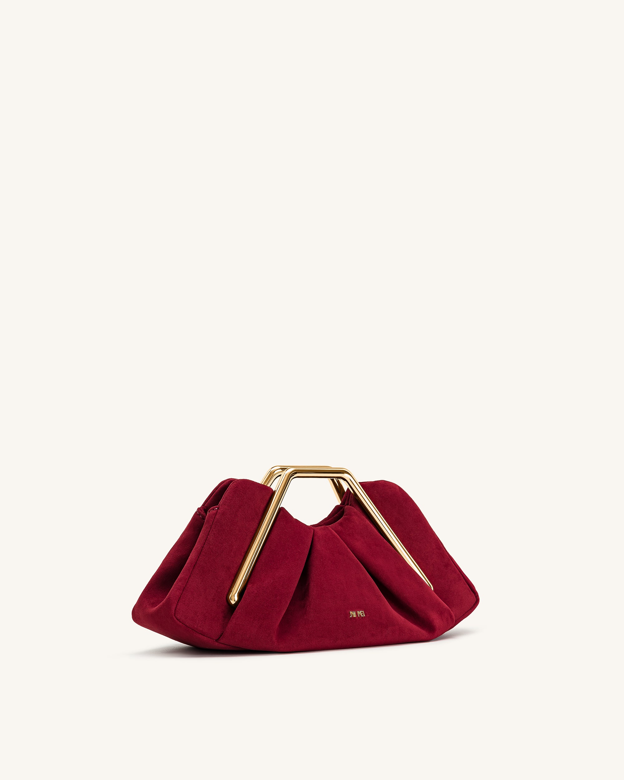 Lila Faux Suede Metal Frame Clutch - Red | JW PEI