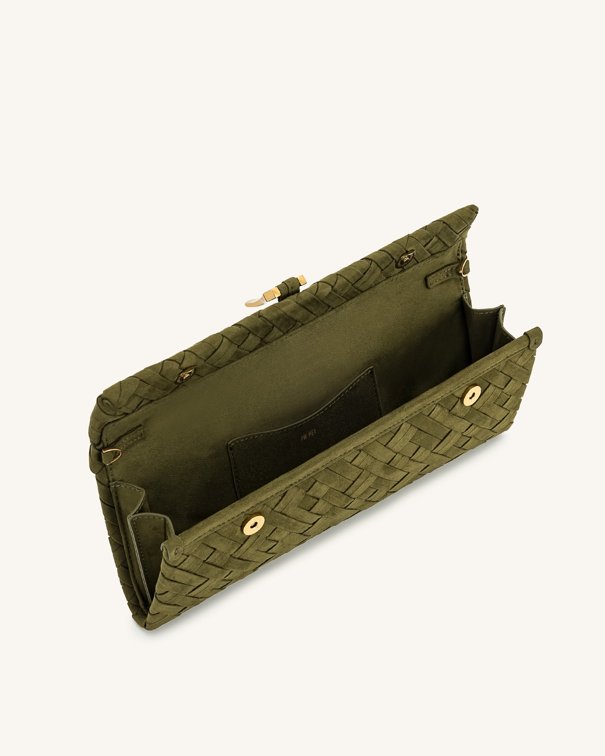 Zaria Woven Clutch - Dark Olive | JW PEI