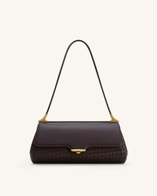 Eloise Woven Shoulder Bag - Dark Brown