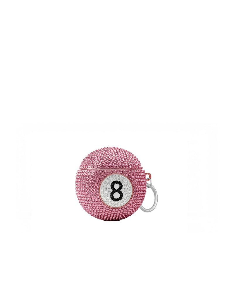 Rhinestone Magic 8 Ball AirPods Case - Pink/White