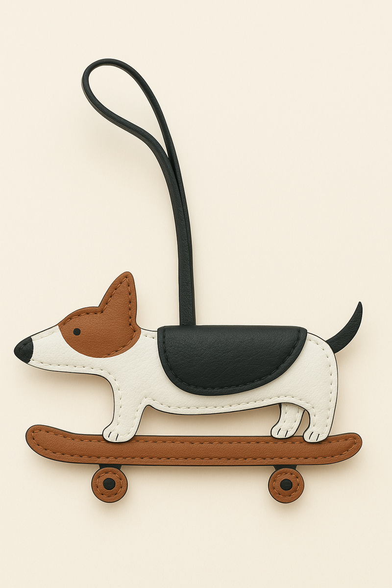 Corgi Skateboard Bag Charms Keychain - Multicolor