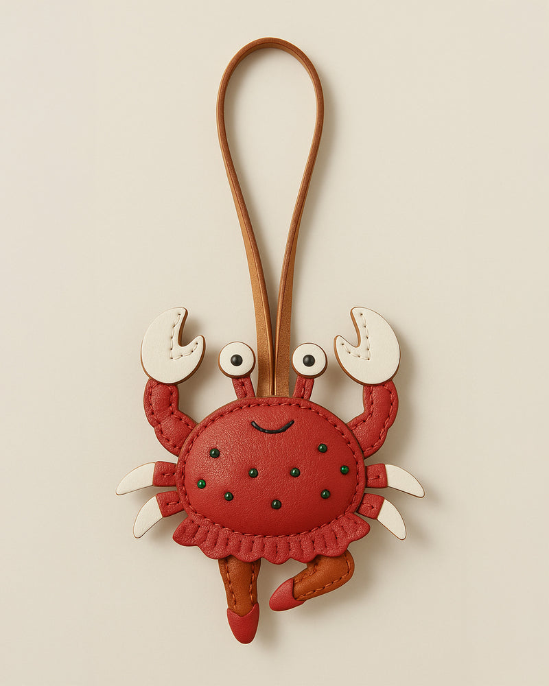 Crab Bag Charms Keychain - Brown/Red