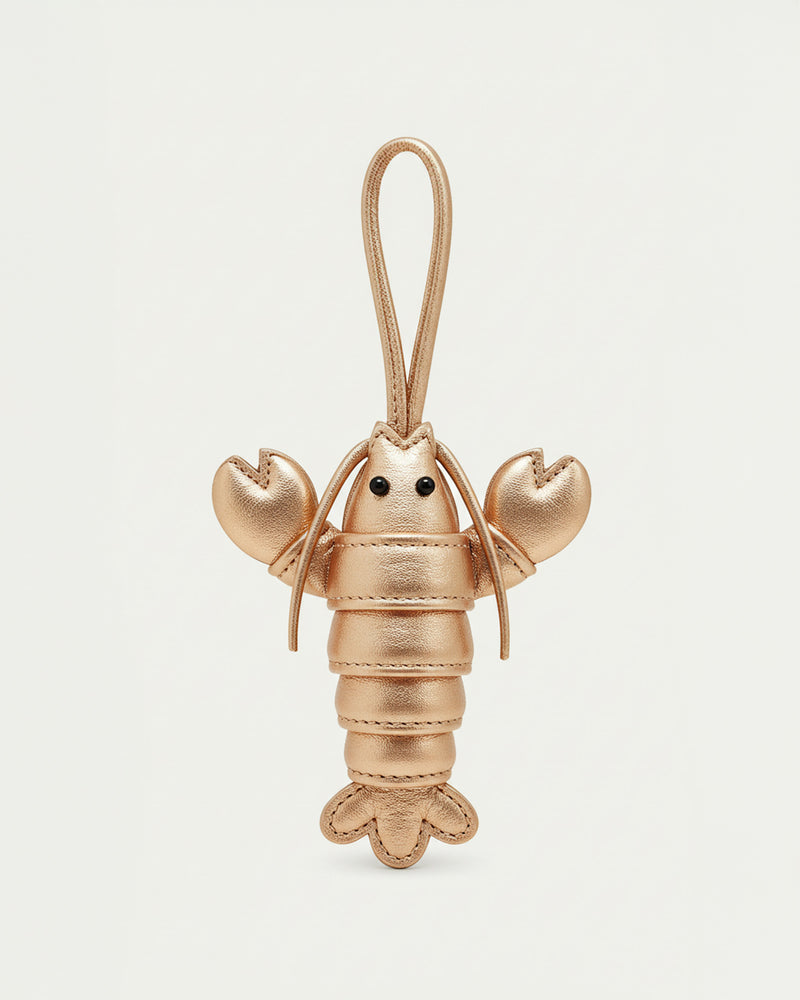 Metallic Lobster Bag Charms Keychain - Gold