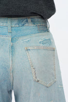 Patchwork Denim Jeans - Light Blue