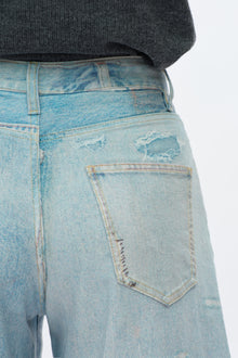 Patchwork Denim Jeans - Light Blue