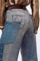 Distressed Wide-Leg Jeans - Light Blue