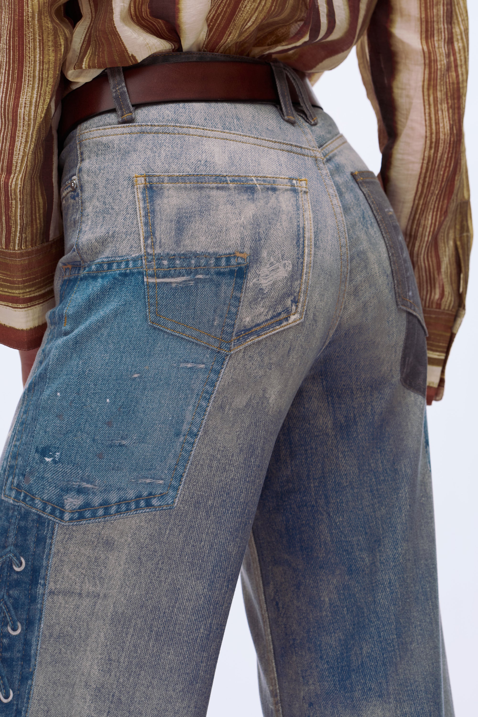 Distressed Wide-Leg Jeans - Light Blue