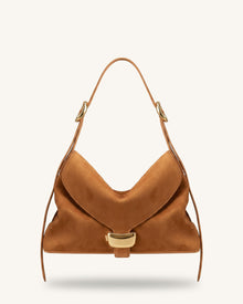 Sienna Faux Suede Hobo Bag - Brown