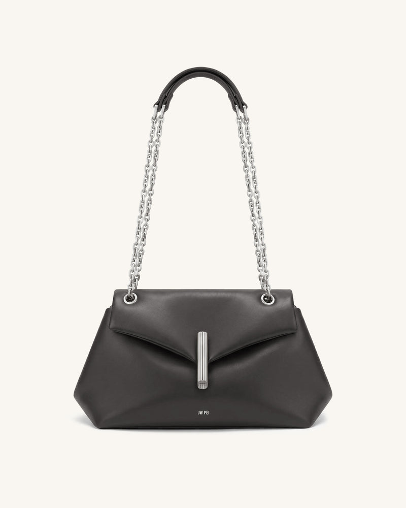 Valerie Chain Flap Shoulder Bag - Charcoal Gray