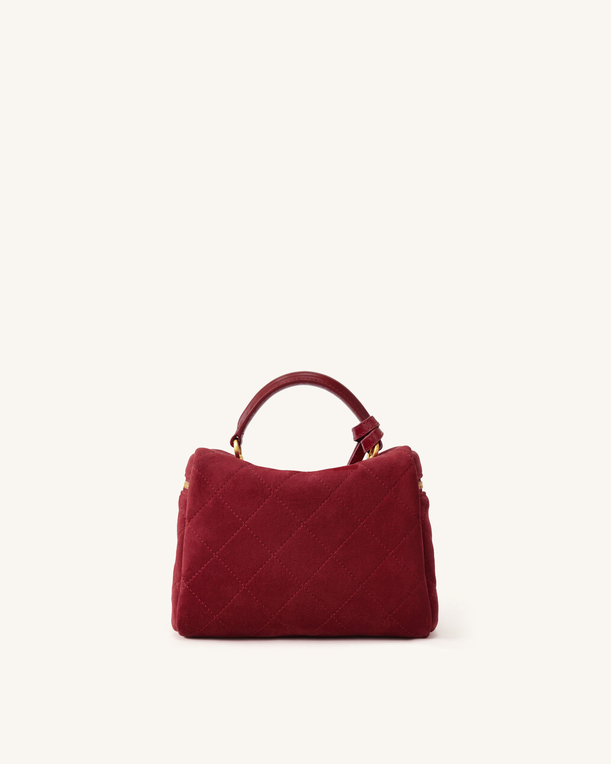 Cleo Quilted Faux Suede Top Handle Satchel - Burgundy