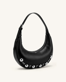 Althea Studded Hobo Bag - Black