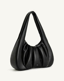 Ashley Ruched Shoulder Bag - Black