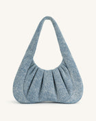 Ashley Denim Ruched Shoulder Bag - Blue
