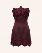 Orchid Trim Strapless Mini Dress - Burgundy