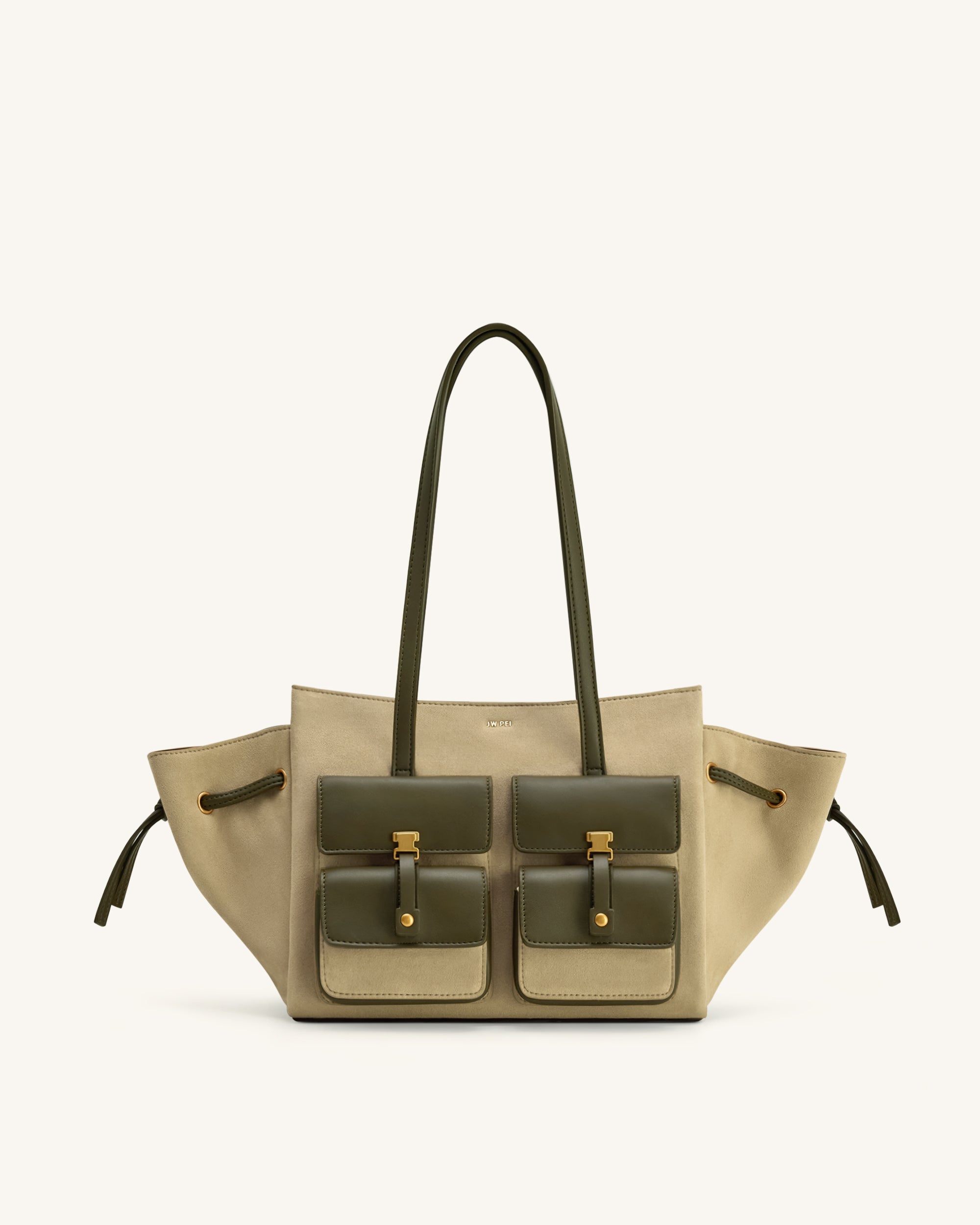 Linda Faux Suede Tote Bag - Green | JW PEI