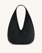 Dara Faux Suede Hobo Bag - Black