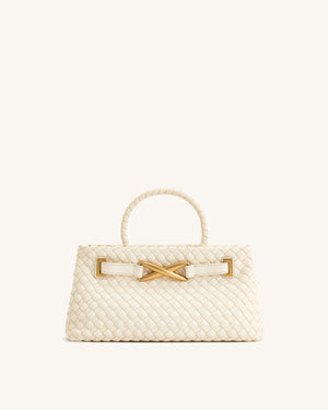 Elora Woven Tote Bag - Dark Brown