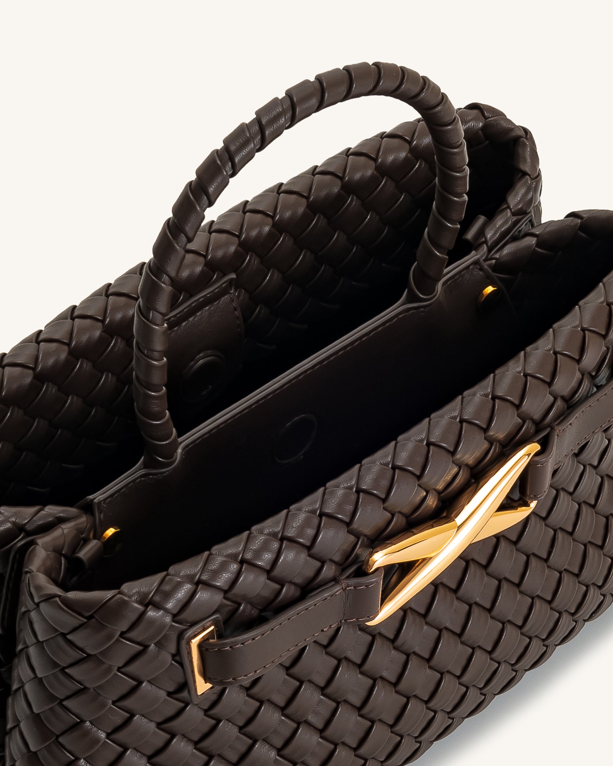 Elora Woven Tote Bag - Dark Brown | JW PEI