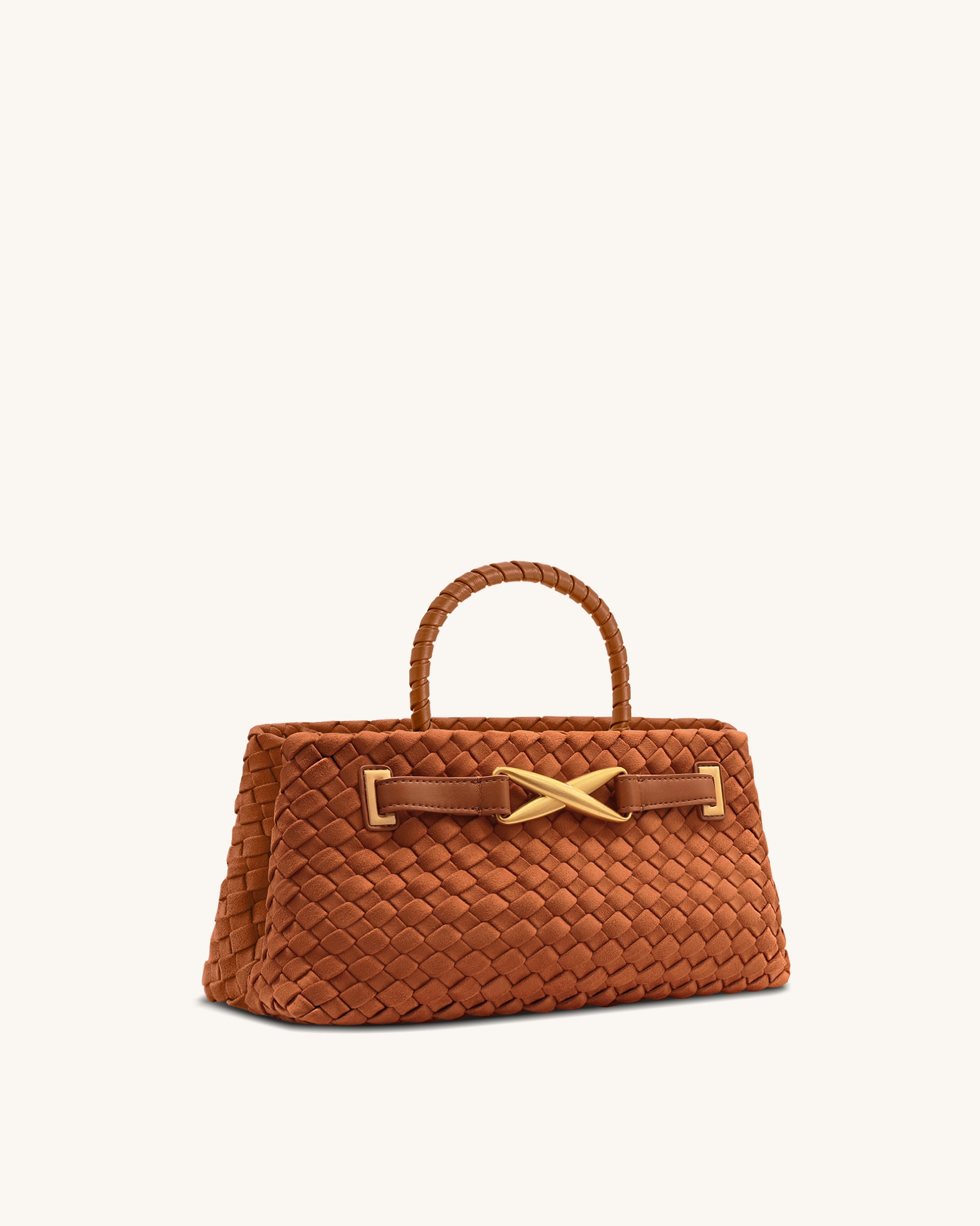 Elora Faux Suede Woven Tote Bag - Brown | JW PEI
