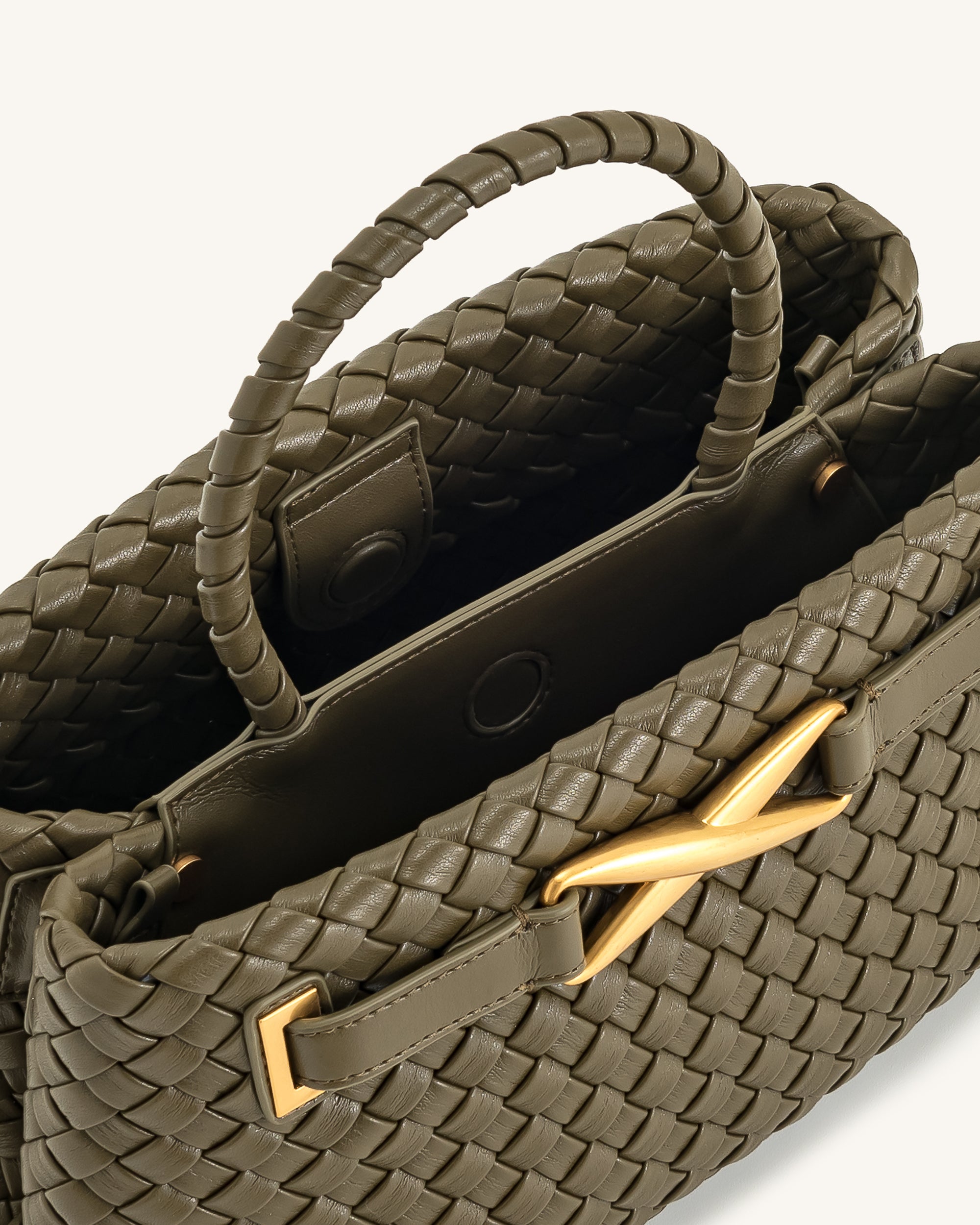 Elora Woven Tote Bag - Dark Olive | JW PEI