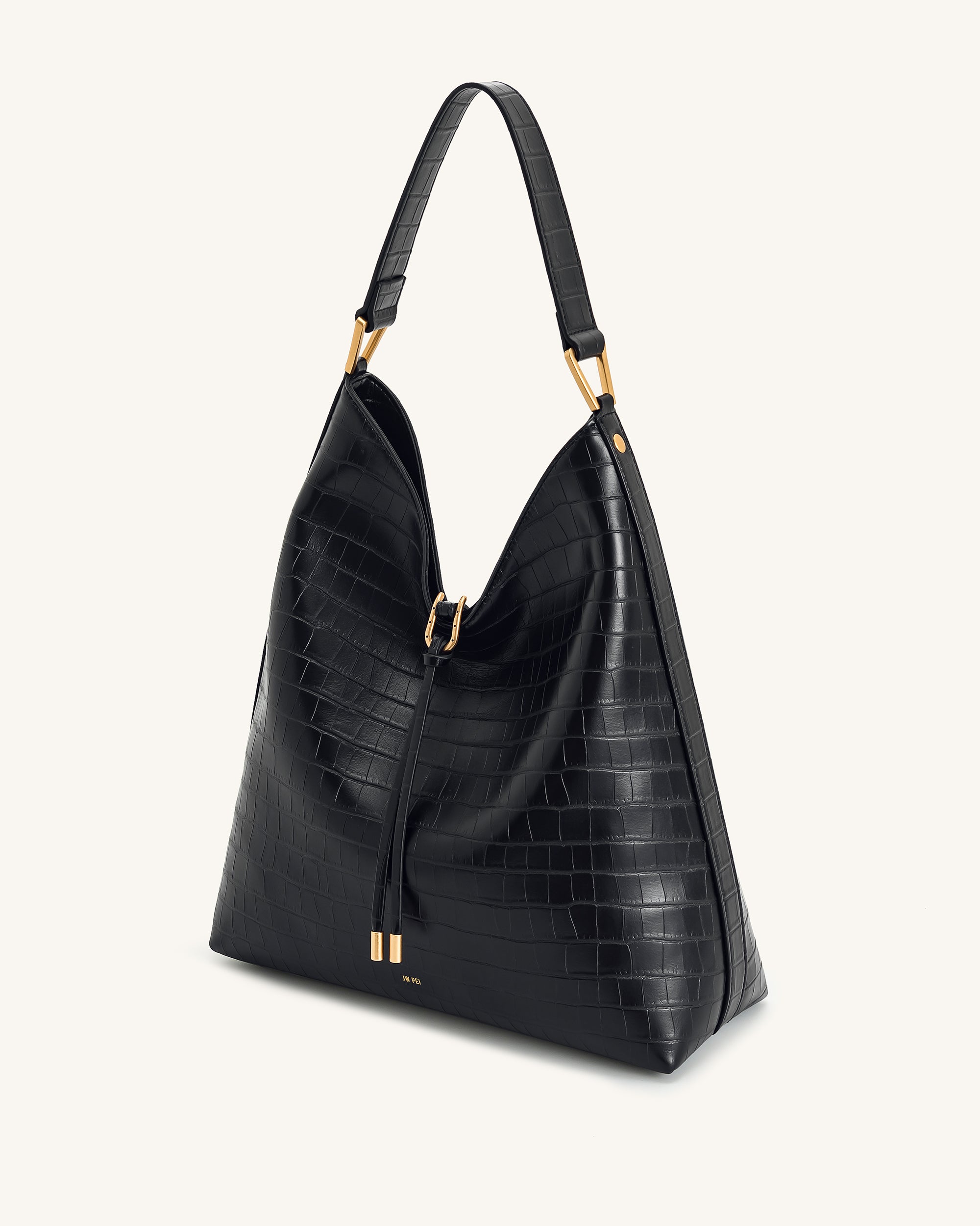 Aria Shoulder Bag - Black Croc | JW PEI