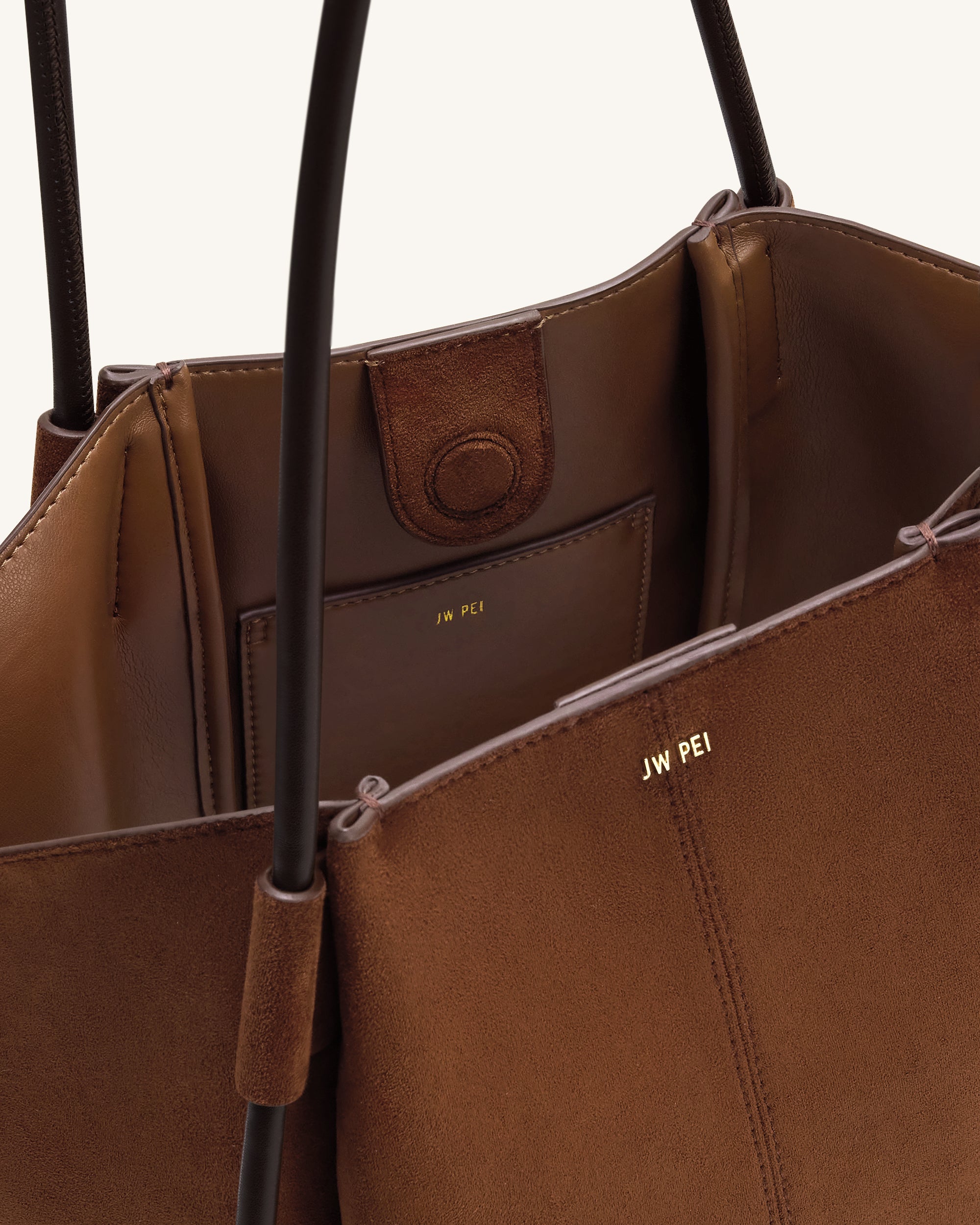 Nala Faux Suede Wide Tote Bag - Brown