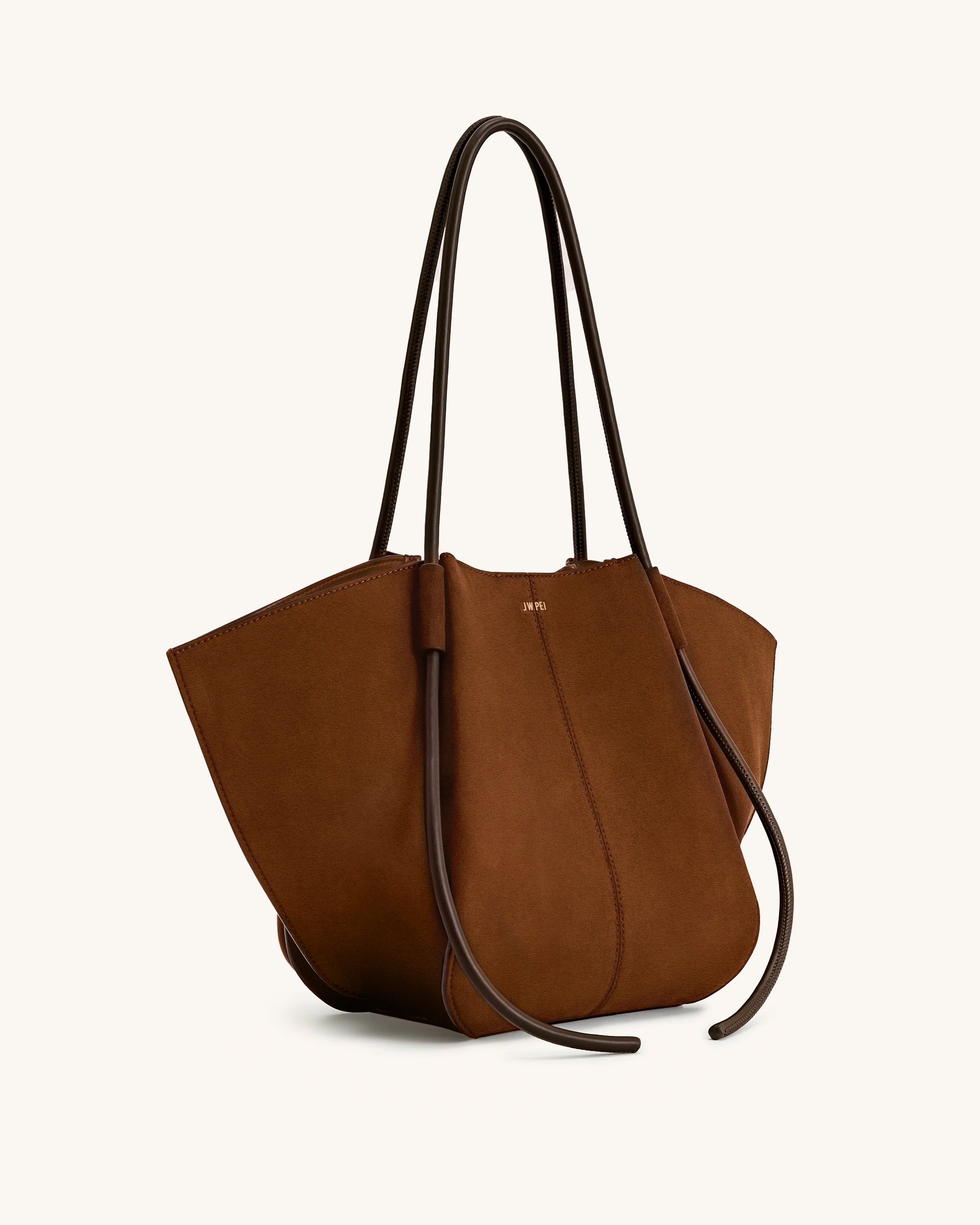 Nala Faux Suede Wide Tote Bag - Brown