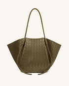 Nala Wide Weave Texture Tote Bag - Olive Green