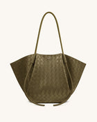 Nala Wide Weave Texture Tote Bag - Olive Green