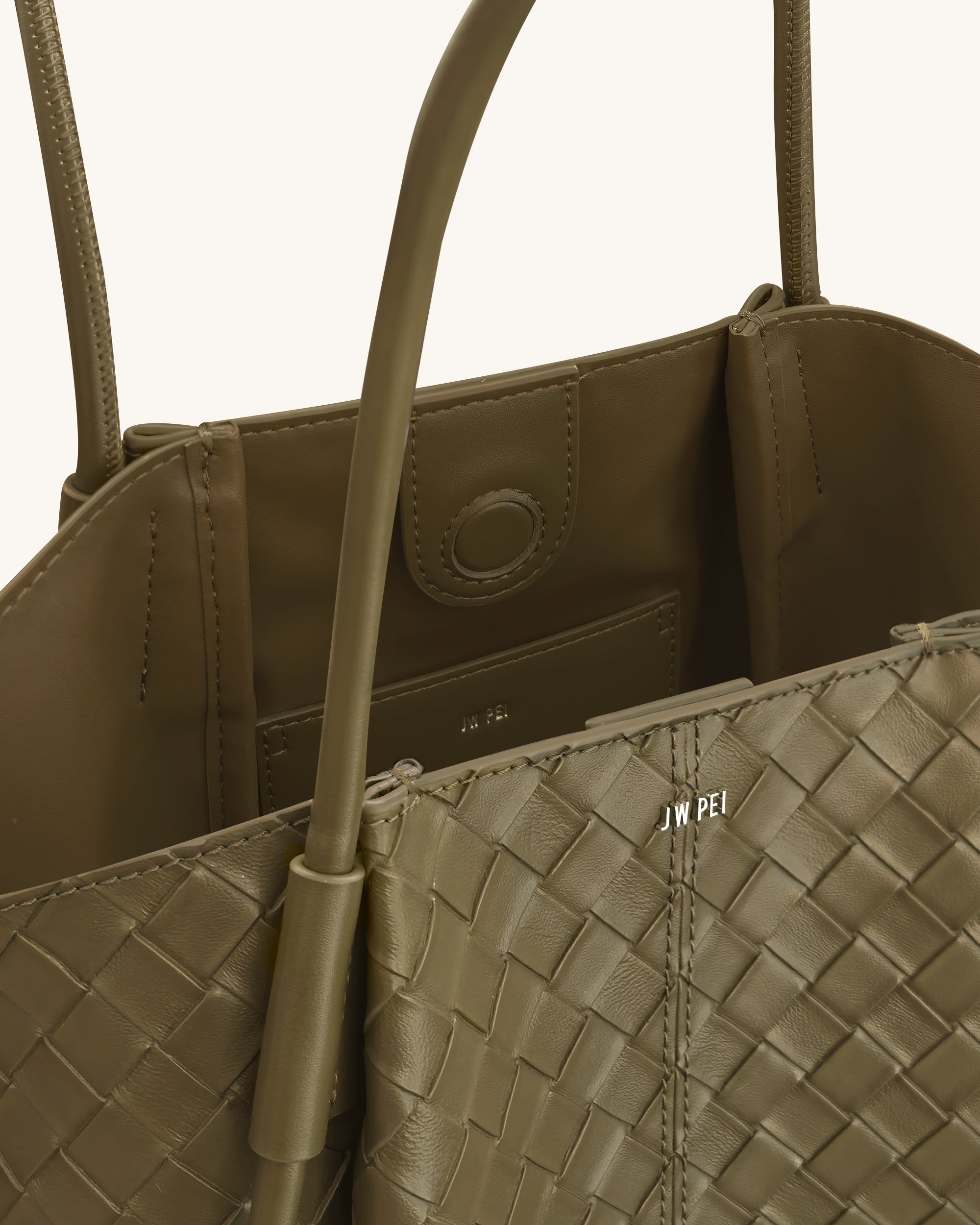 Nala Wide Weave Texture Tote Bag - Olive Green