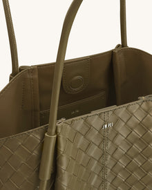 Nala Wide Weave Texture Tote Bag - Olive Green