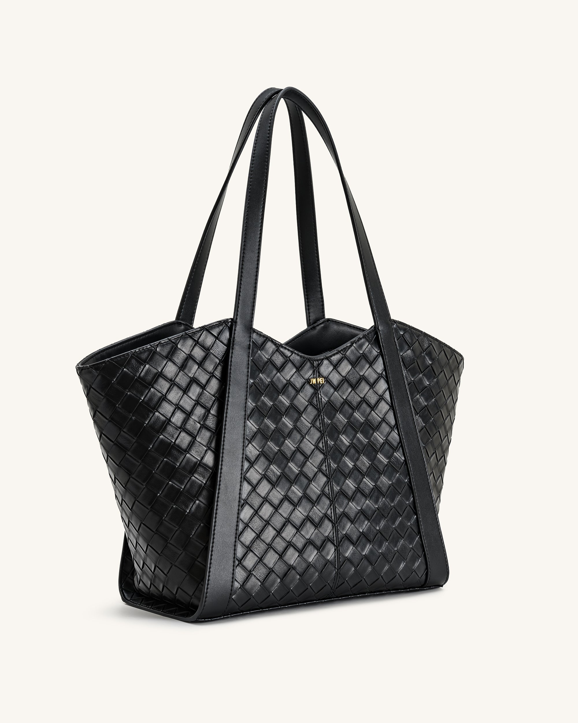Kiana Large Capacity Weave Texture Tote Bag - Black | JW PEI
