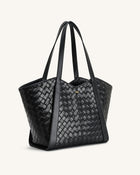 Kiana Large Capacity Weave Texture Tote Bag - Black