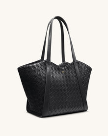 Kiana Large Capacity Weave Texture Tote Bag - Black