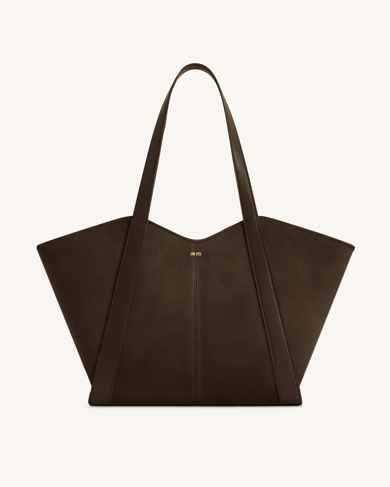 Kiana Large Capacity Faux Suede Tote Bag - Taupe