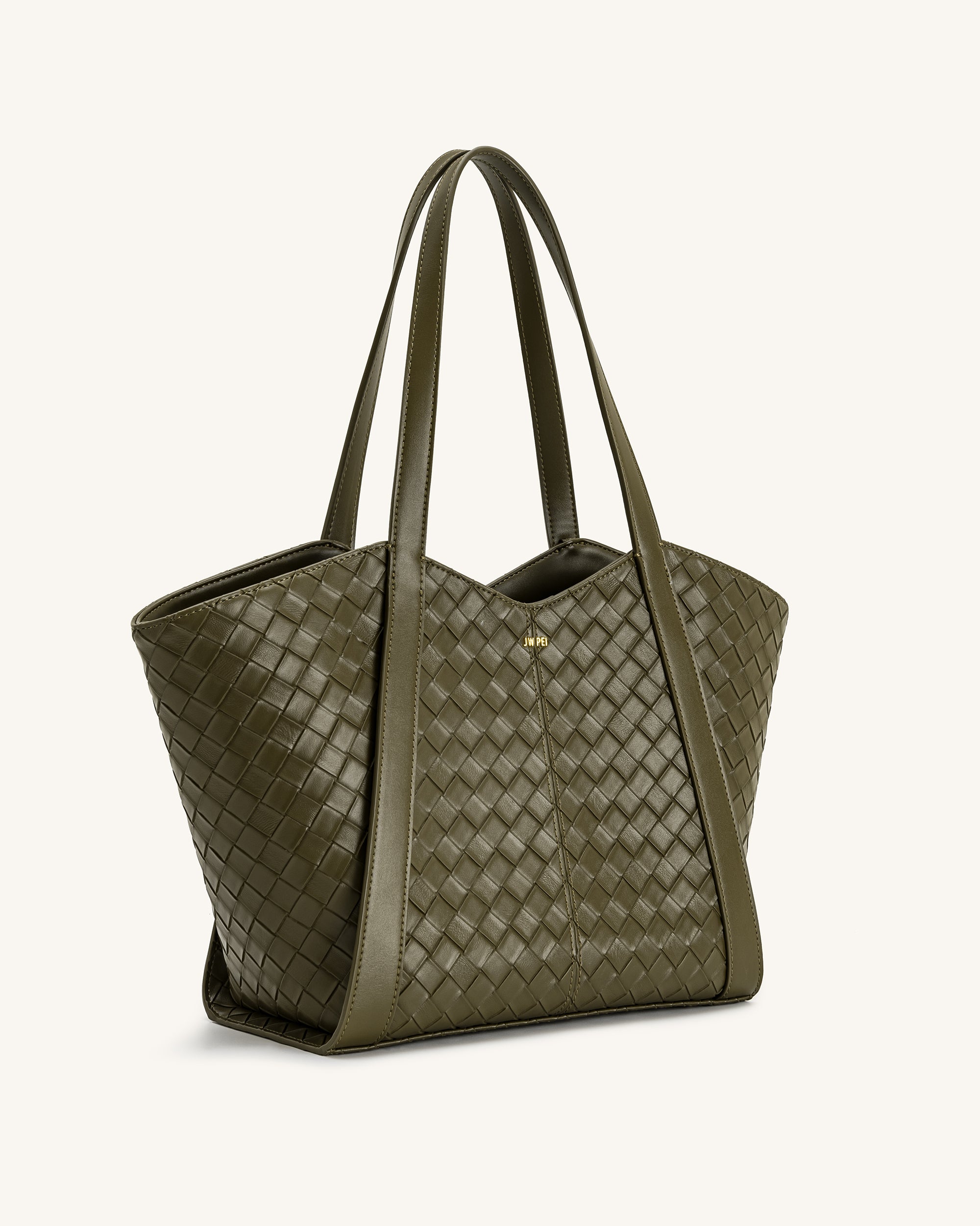 Kiana Large Capacity Weave Texture Tote Bag - Dark Olive | JW PEI